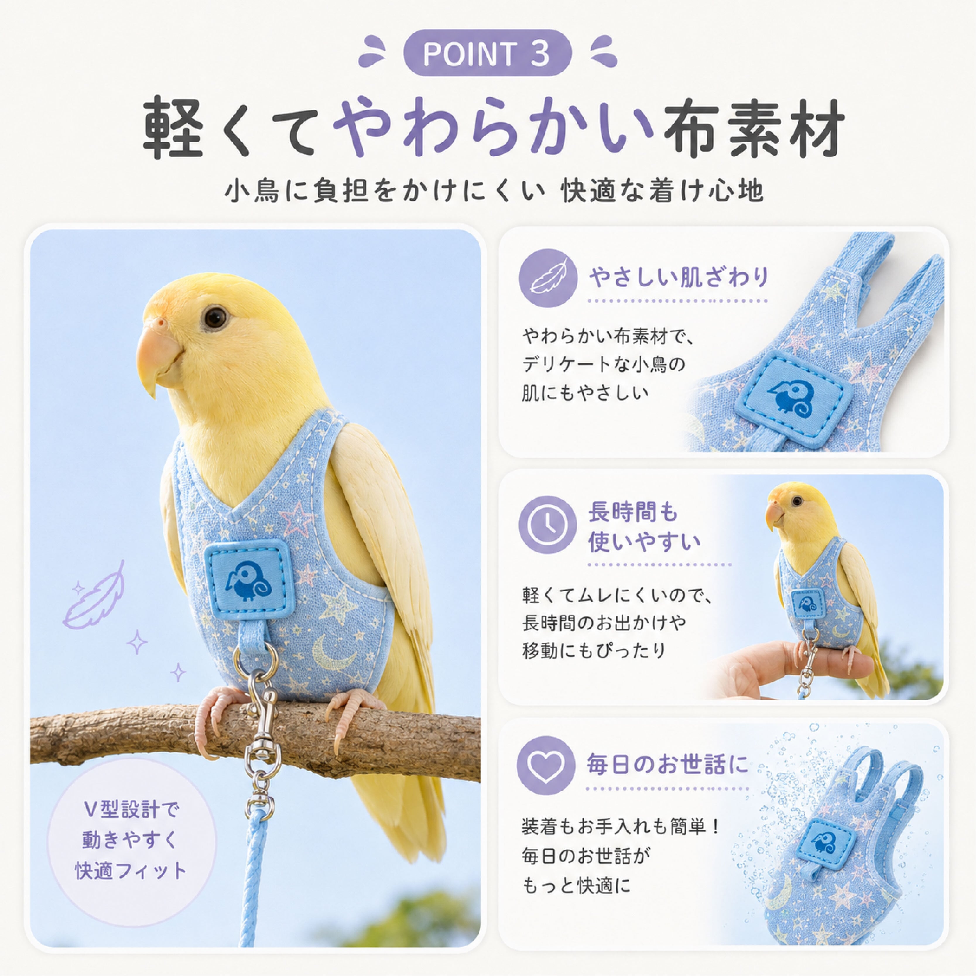 NY 789 . インコ用フライトスーツ 鳥用おむつ 小鳥用メッシュウェア