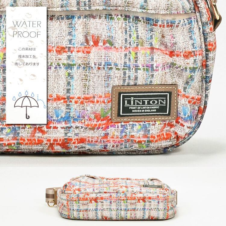 LINTON TEEEDS ショルダーバッグ ツイード プリント 撥水 バッグ
