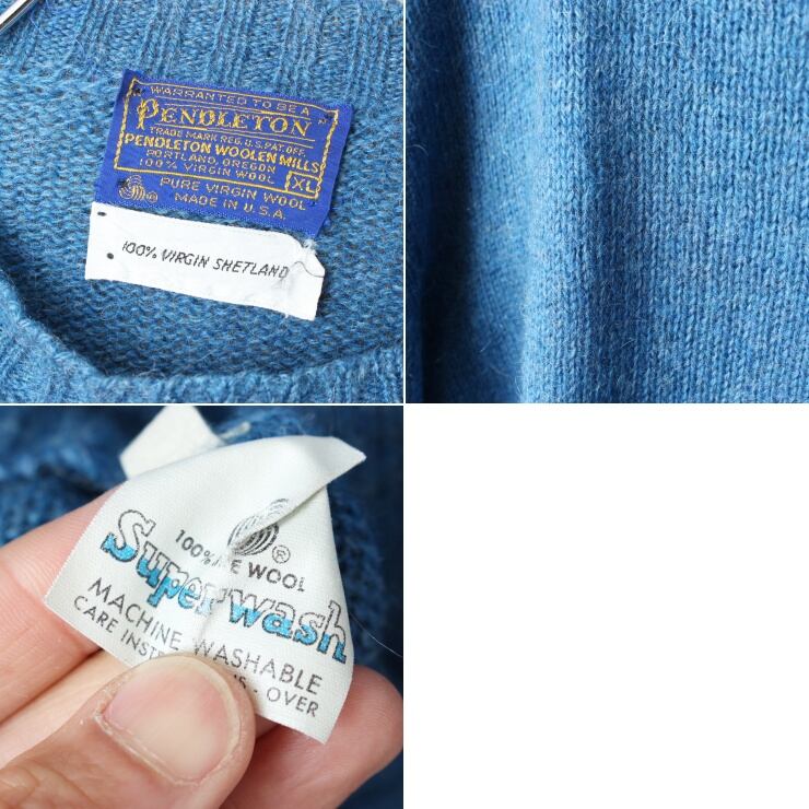 【USA製】ペンドルトン カーディガン 70s~80s ウール セーター ブルー