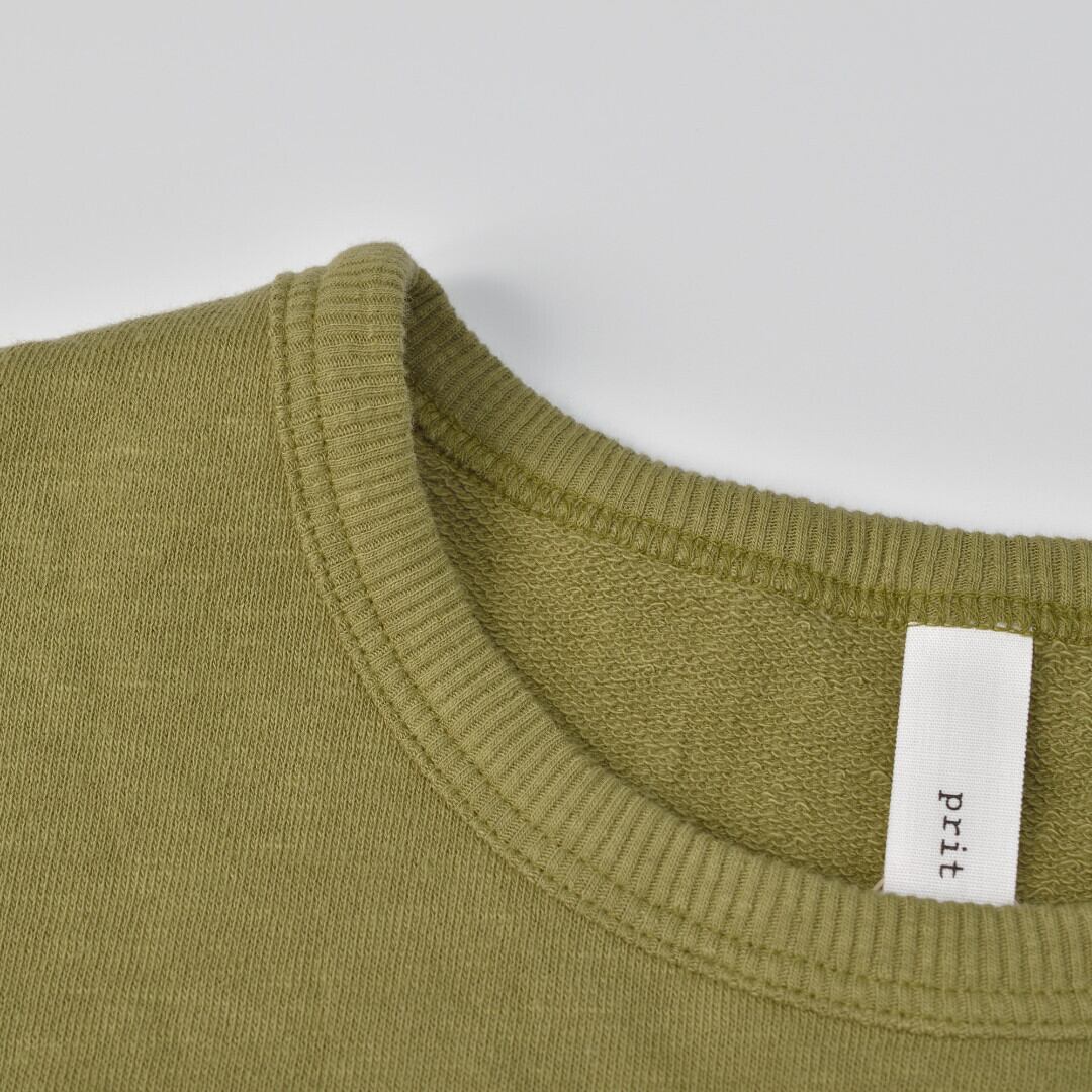 prit プリット エコ裏毛プルオーバーベスト・オリーブ
