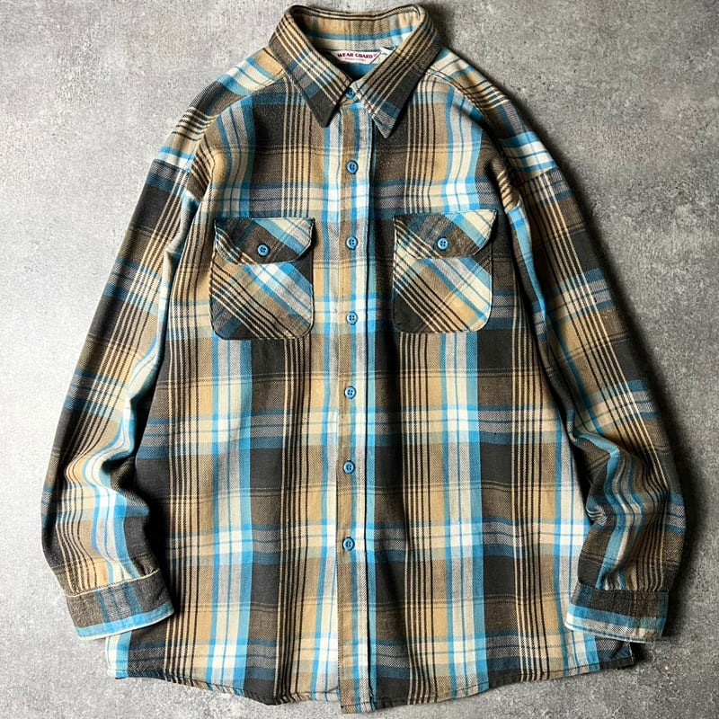80s WEAR GUARD チェック 長袖 ヘビー フランネル シャツ / 80年代
