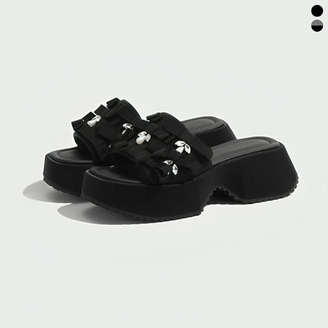 リボンビジューアセンブルサンダル