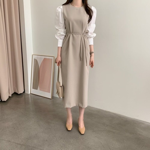 送料無料 ワンピース 春 秋 冬 ロング マタニティ ロングワンピース フリーサイズ レディース ロング丈 長袖 韓国ワンピース ホワイト ベージュ 20代 3