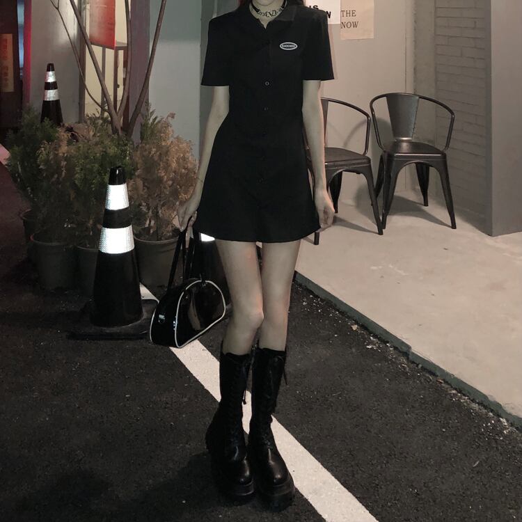 スタイルスリムブラックドレス サマーハイウェストスカート 夏物 モンロー32233667853