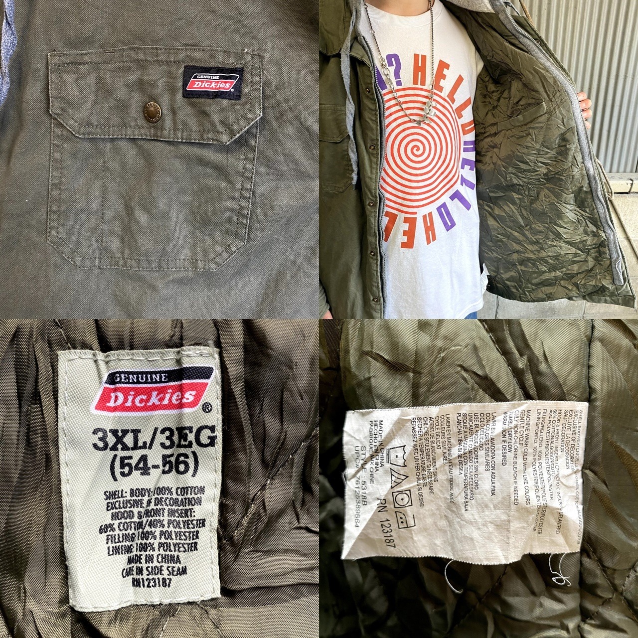 ビッグサイズ Dickies ディッキーズ ダック地 フード付き フェイク 