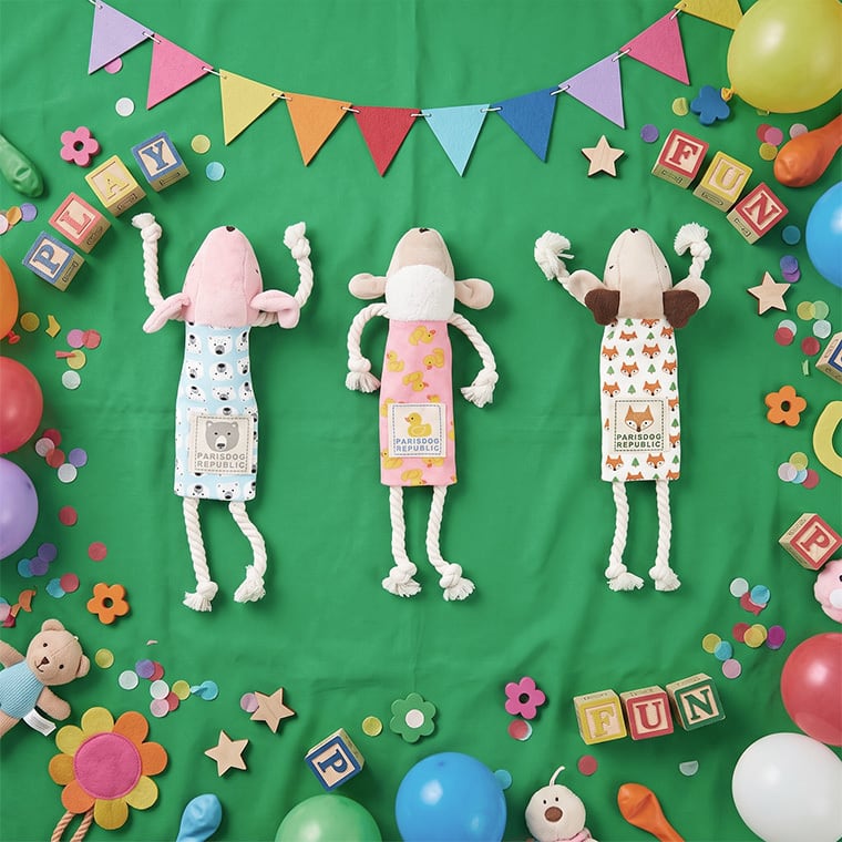 pattern design toy 3color / ペット 犬 おもちゃ 噛む カシャカシャ ロープ 知育玩具 可愛い わんちゃん おもちゃ ストレス解消 韓国 ペット用品 小型犬 中型犬