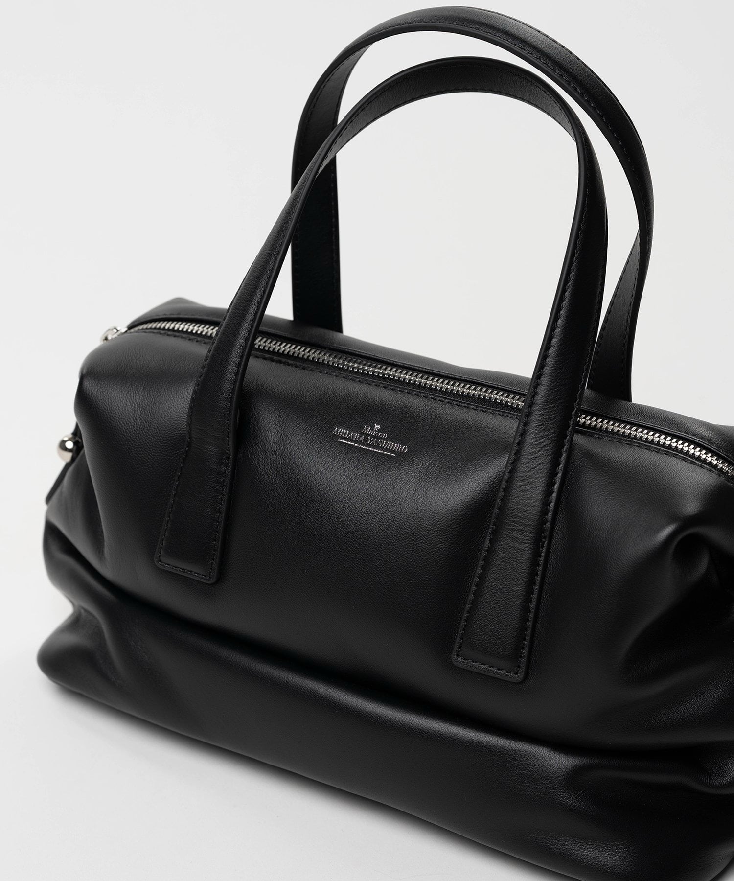ミハラヤスヒロ　ボストン　バッグ　ハンドバッグ　ブラック　レザー　クロコ　異素材 26SS】MAISON MIHARA YASUHIRO ミハラヤスヒロ / ミニボストンバッグ