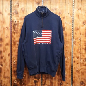 90s polosport ralphlauren ハーフジップ　星条旗　プルオーバー スウェット　M/ポロスポーツ　ラルフローレン