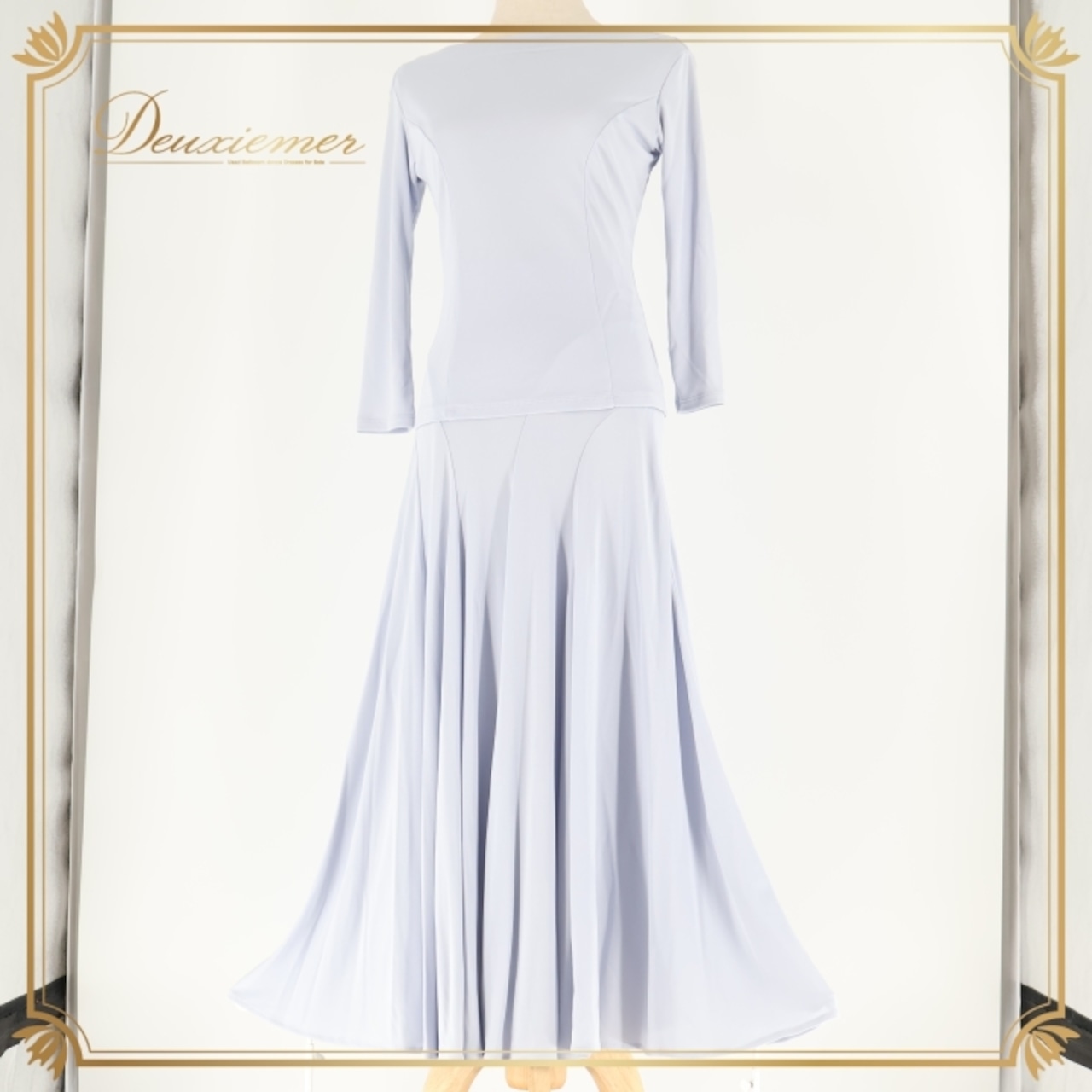 社交ダンス 衣装 チャコット Chacott トップス ブラウス スカート ツーピース セットアップ グレー パープル 無地 レッスン 練習着 パーティドレス 伸縮 ストレッチ グレイ系 ダンスウェア 女性用 おしゃれ Sサイズ 日本製