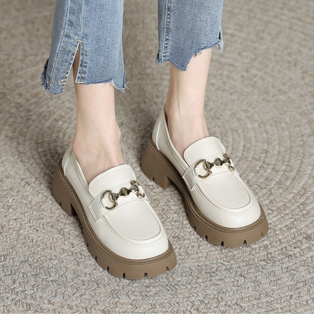 ビット付き 厚底 ラウンドトゥ ローファー 60012