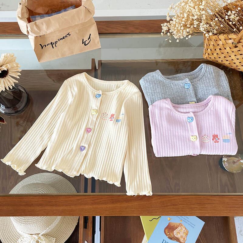 ハートカラーボタンリブカーディガン