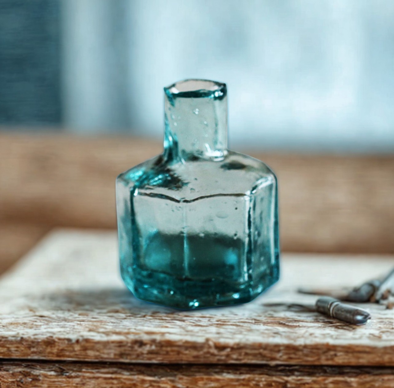 イギリス・ヴィクトリアンガラスのインク瓶【g0004】