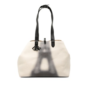 ディオール トゥジュール ラージ トートバッグ ショルダーバッグ アイボリー ブラック キャンバス レザー レディース Dior 【中古】