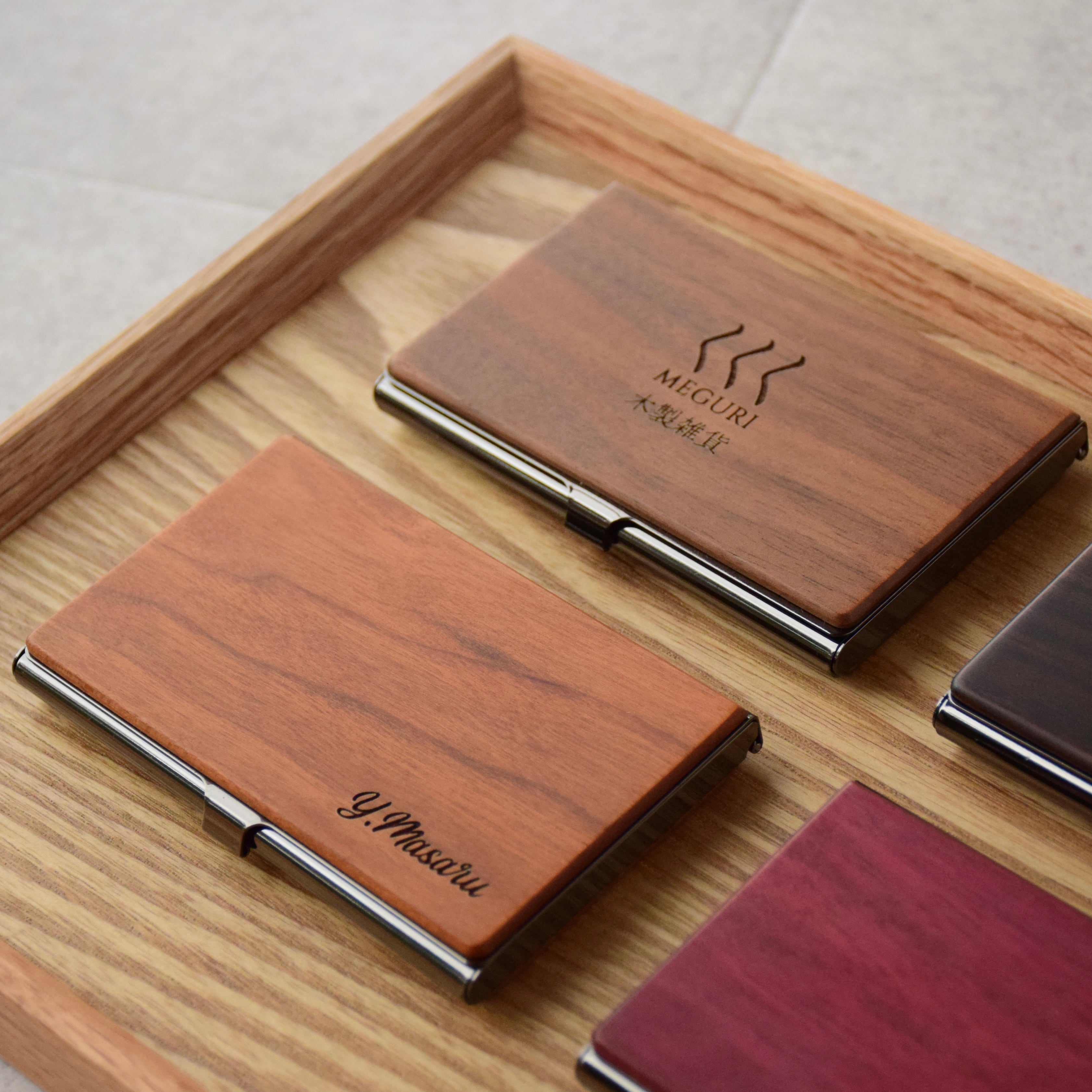 銘木 名刺入れ カードケース 天然木 Card Case ステンレス | MEGURI