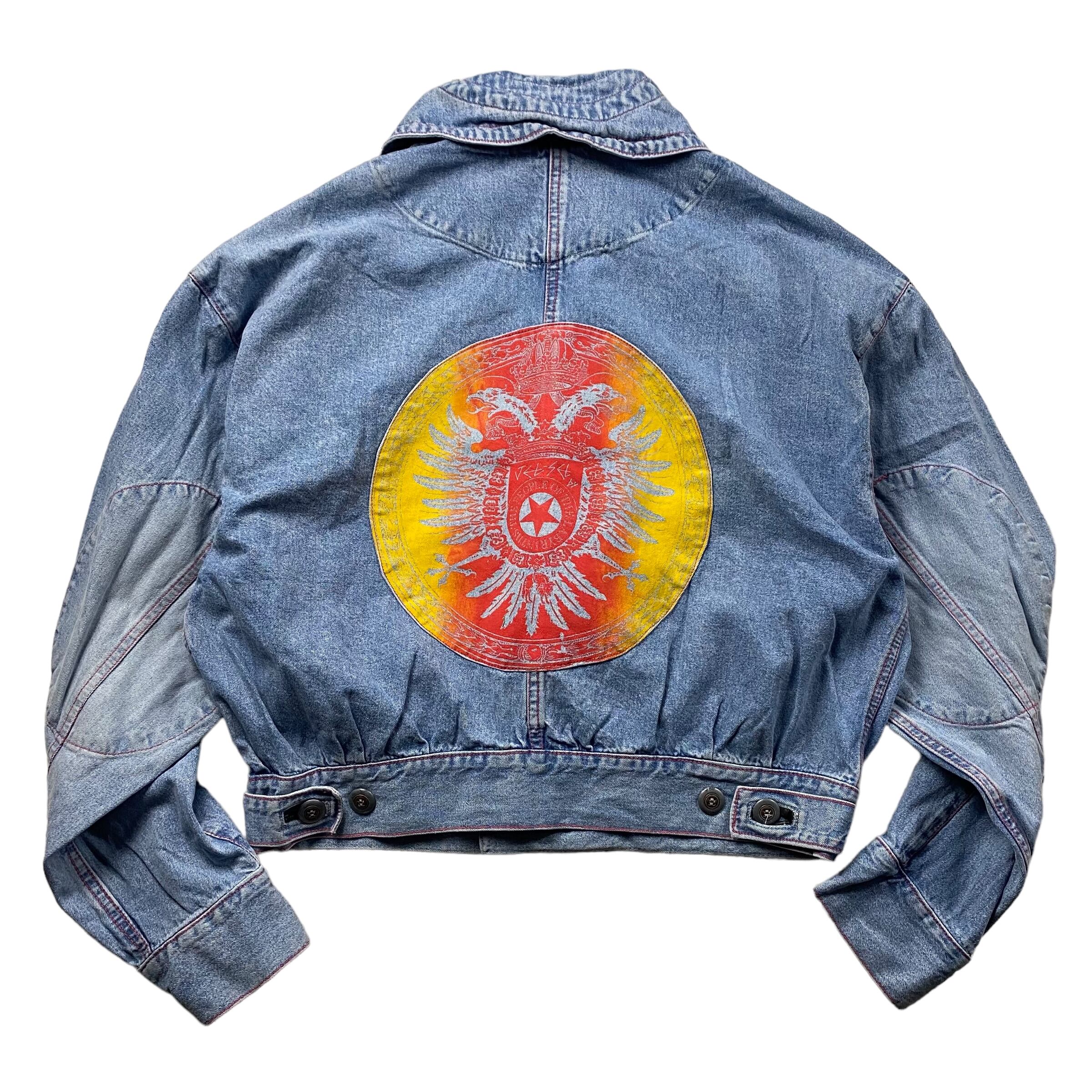 old back paint denim riders jacket   NOIR ONLINE