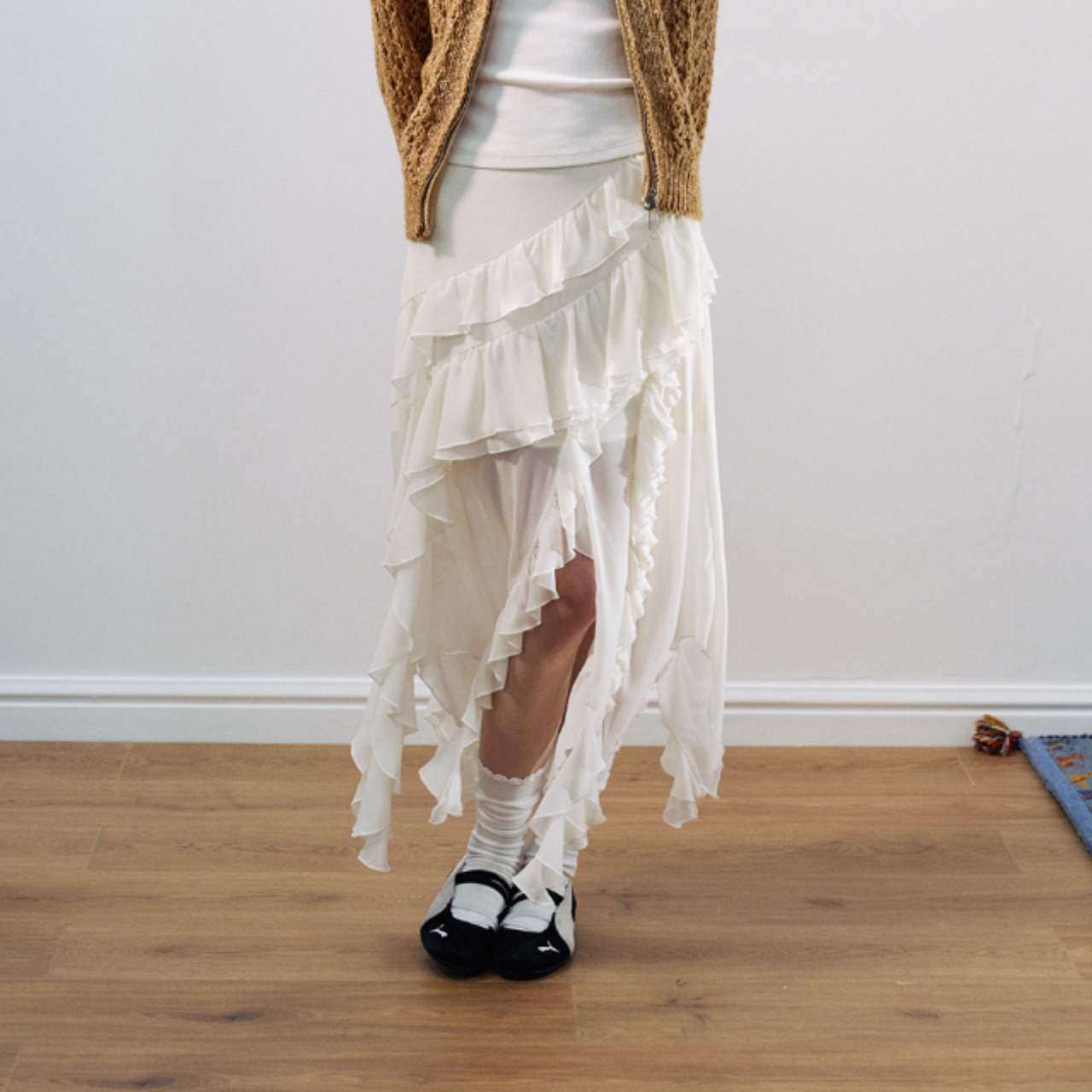 Cascade Chiffon Frill Skirt F0581