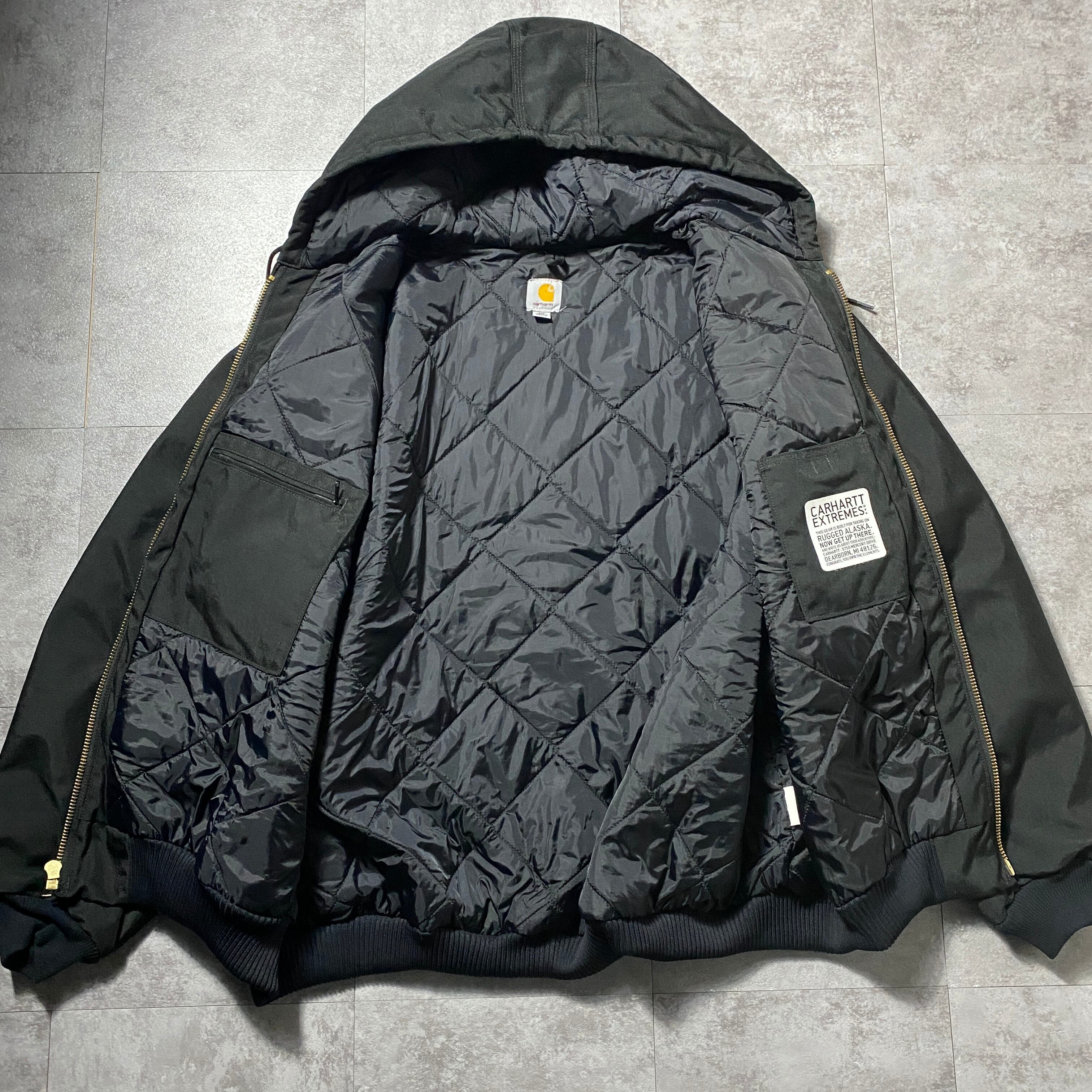カーハート　ラバーロゴ　アーム刺繍　4XLサイズ　中綿　アクティブパーカー carhartt カーハート ラバーロゴ アーム刺繍 4XLサイズ ブラック 中綿
