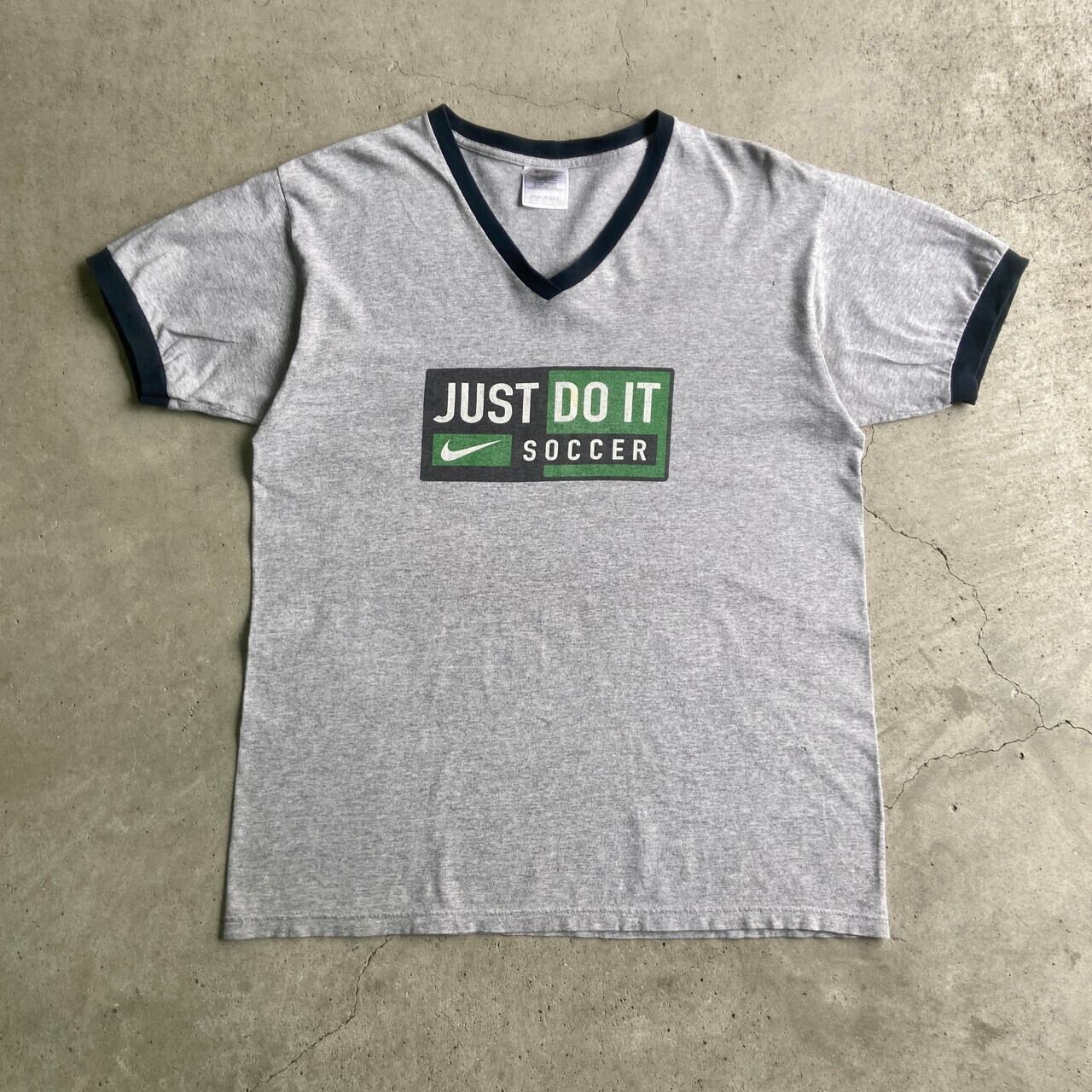 90年代 USA製 NIKE ナイキ JUST DO IT SOCCER Vネック リンガー 