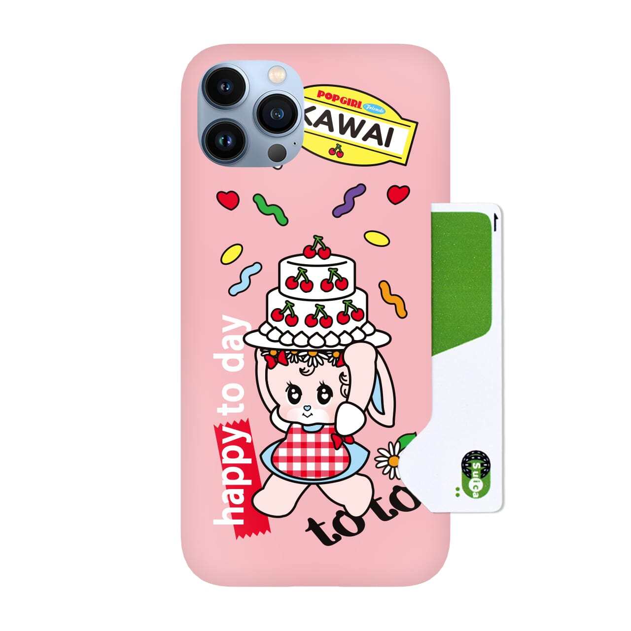 カード収納型 スマホケース Popgirl Friends かわいい レトロ キャラクター 韓国 デザイナーズ Iphone Galaxy 携帯カバー 誕生日 ケーキ 兎 Pg03 アイフォン ギャラクシー 背面ポケット 軽量 薄型 衝撃吸収 タフ設計 レンズ保護 韓国スマホケース専門店 Korean Case