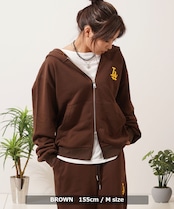 ◆LA ロゴ刺繍 ショート丈 ダブルZIPパーカー◆yo-25001