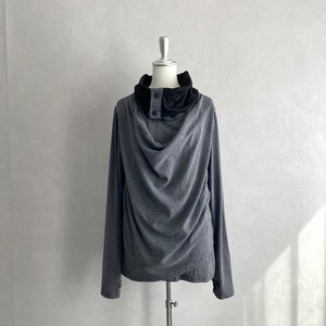 Volume neck Drape Top / Gray【EVERSOUL】