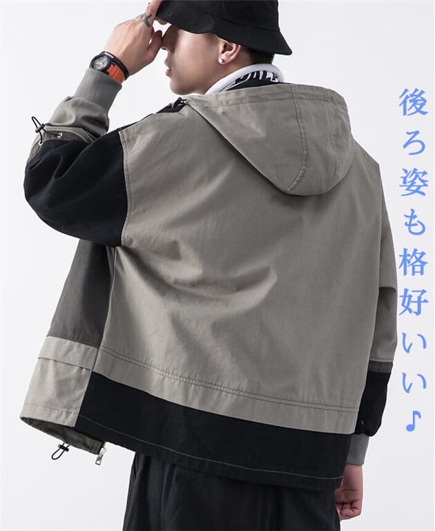 ジャケット フード付き 長袖 2色 コットン ストリート系 7560 ジャケット フード付き メンズ 長袖 2色 コットン ストリート系