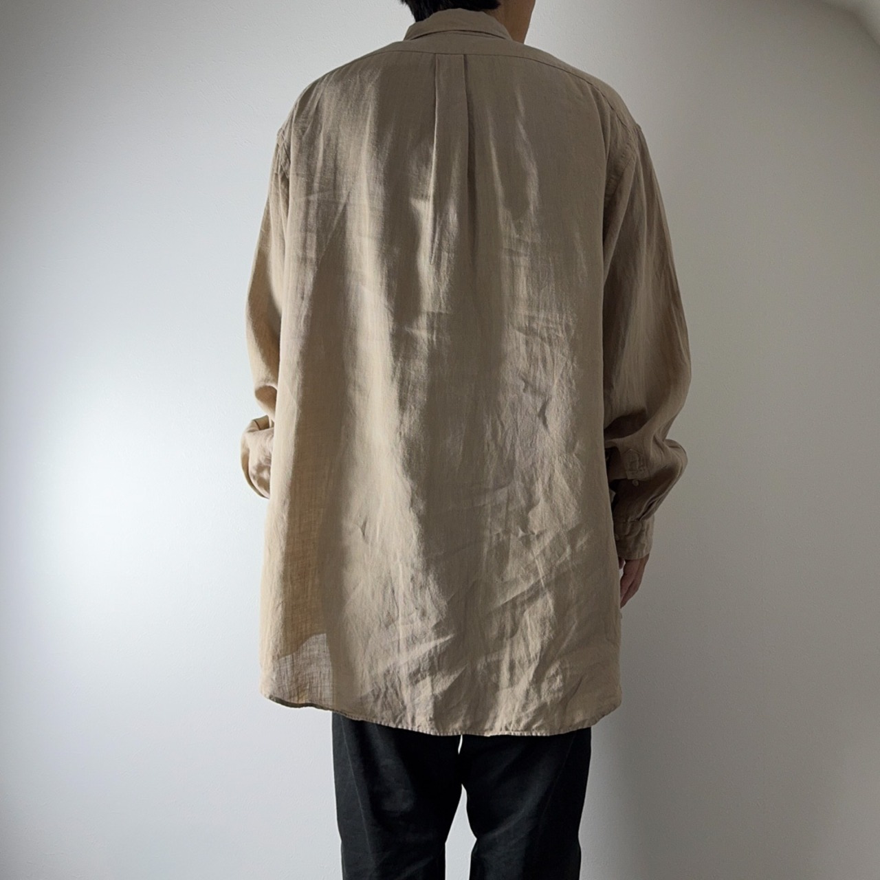 90s Ralph Lauren 100%LINEN BD shirt Sand XL 古着 - 13