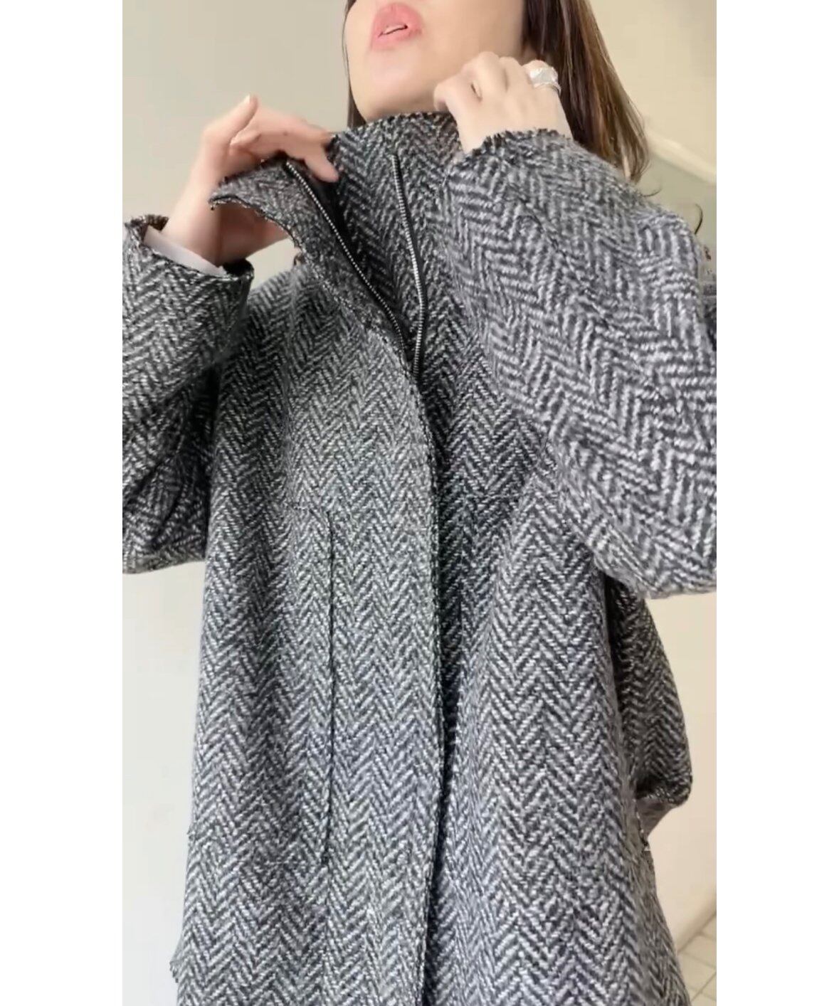 ヘリンボーンツイードハーフコート 504388 CYAN tokyo シアン