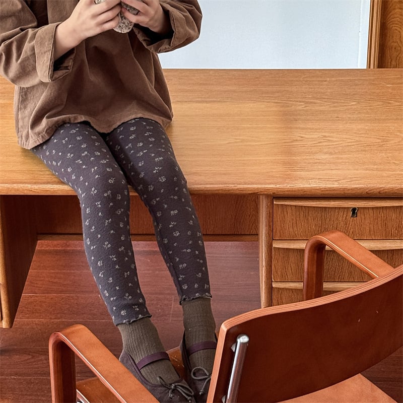 取寄》 小花柄レギンス （コーヒー／グレー／ネイビー） ADBB 2024秋