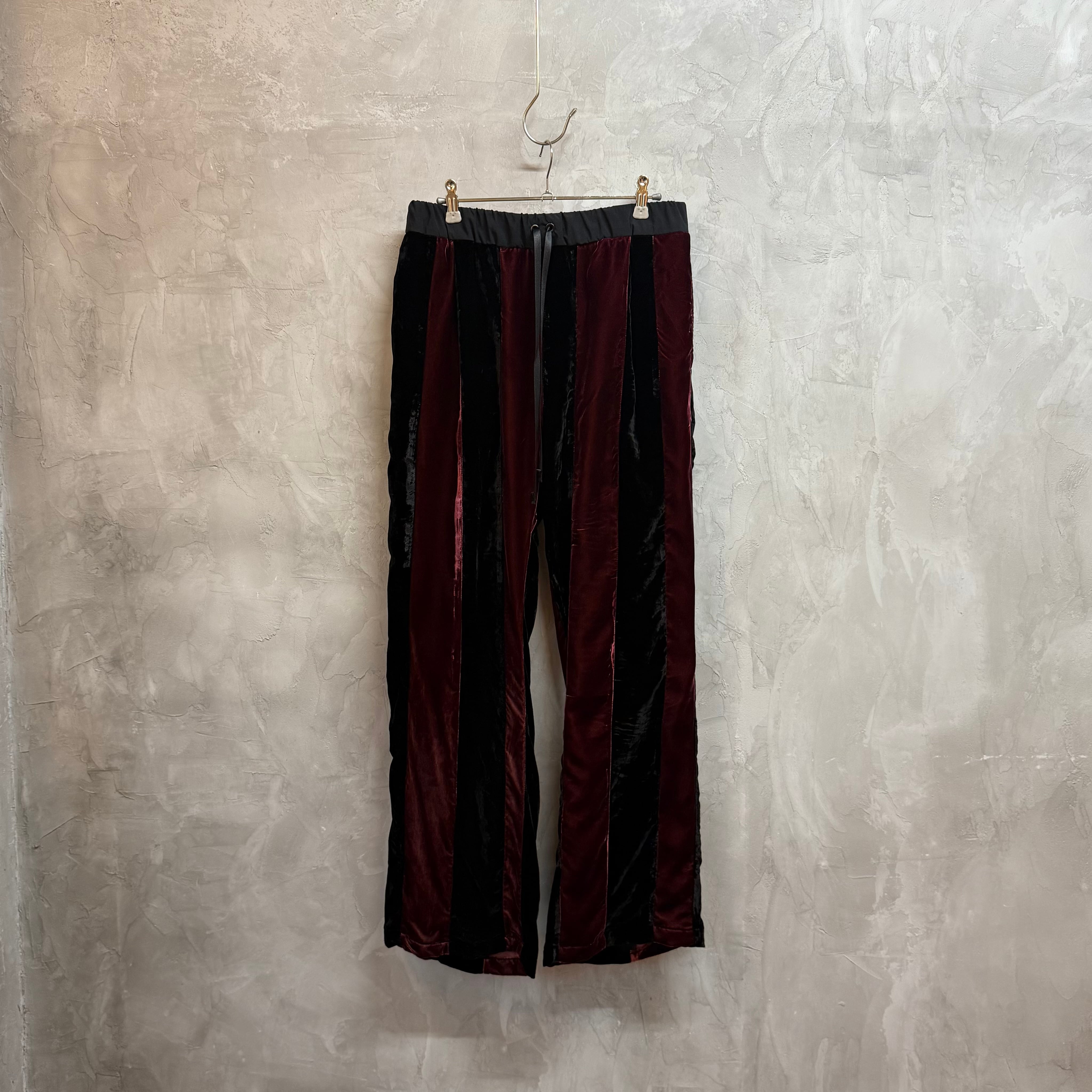 velours pants slim bordeaux×black