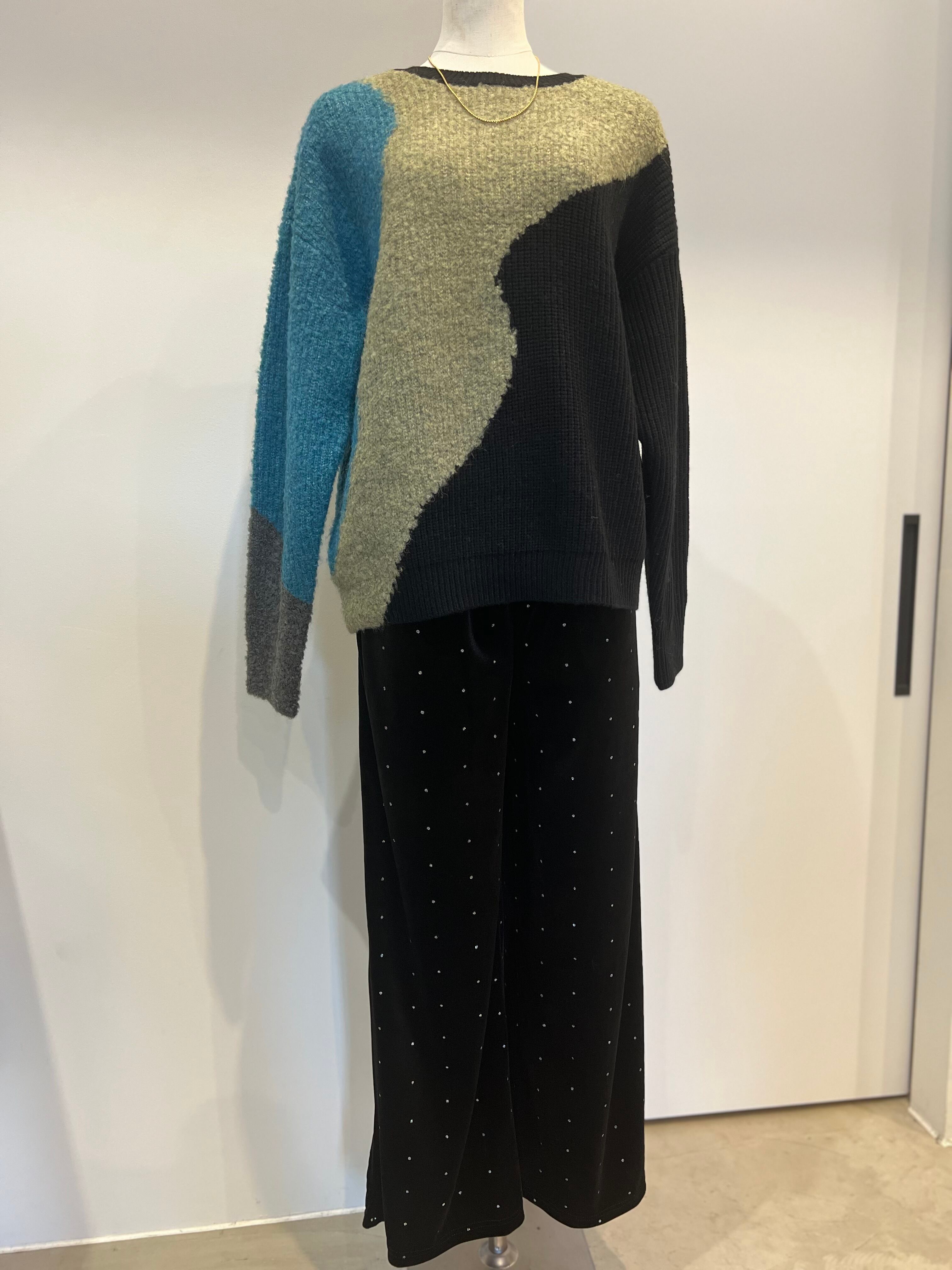 【SELECT】ランダムカラーブロックニット　29-0452