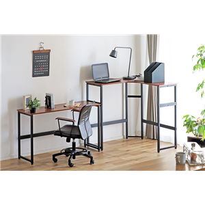 コーナーデスク 【幅147cm ウォールナット】 スチール アイアン デスク 机 パソコンデスク/PCデスク 【幅147cm コーナータイプ ウォールナット