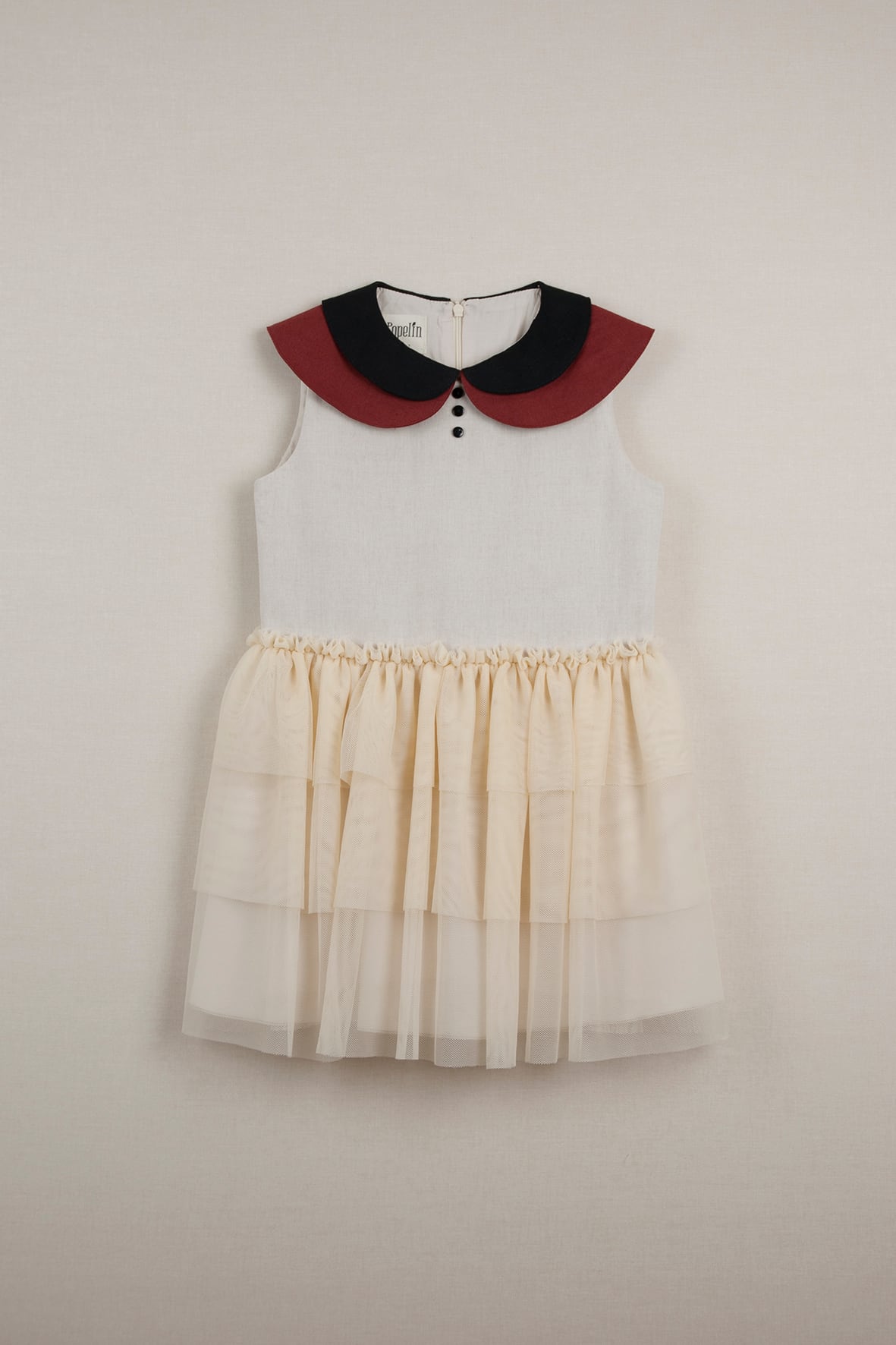 【20SS】ポぺリン　Popelin　double frill dress ワンピース beige [ 18-24m / 3-4y / 5y / 7y  ］ | kobito de punch/コビトデパンチ