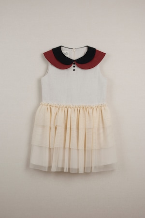 【20SS】ポぺリン　Popelin　double frill dress ワンピース beige  [ 18-24m / 3-4y / 5y / 7y ］