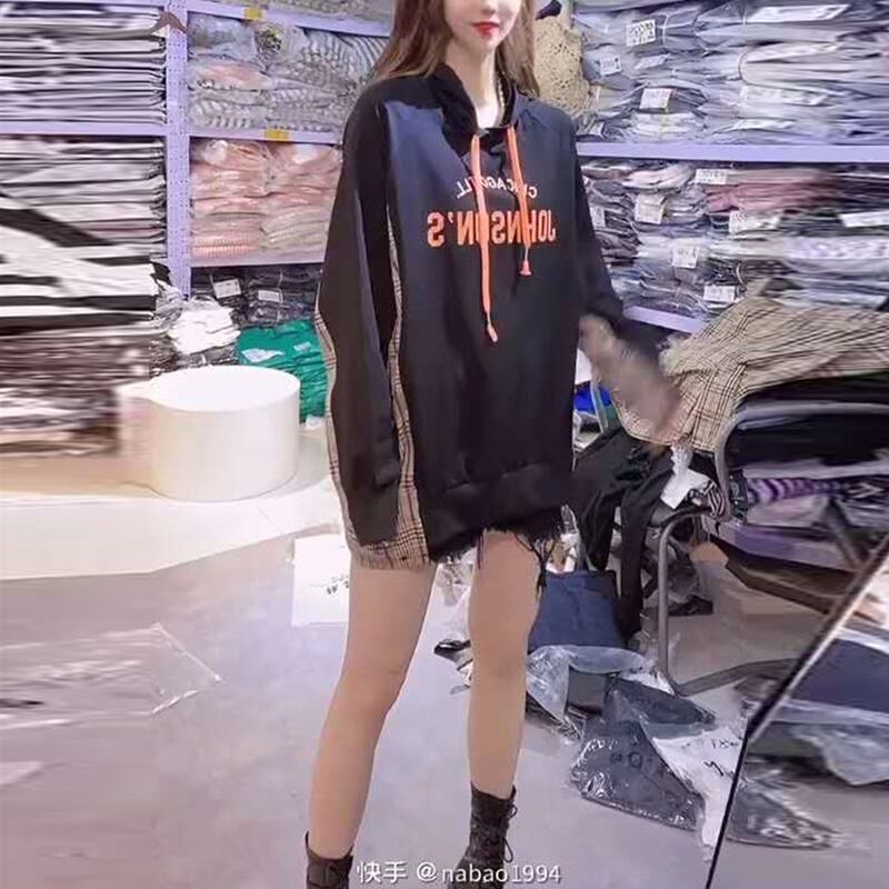 オータムTシャツ スカート フードセーター 薄手 大きめサイズ 秋物 ミックスインファッション77736417933