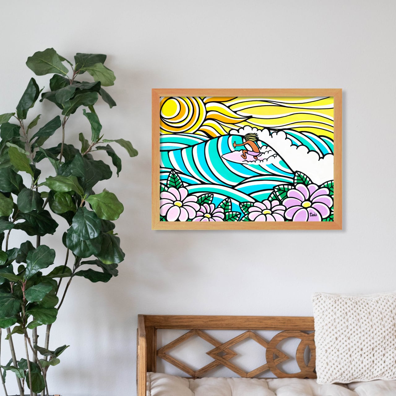 原画】Wood Panel A3 Size（Rainbow Wave）with Frame | TAMO ART GALLERY