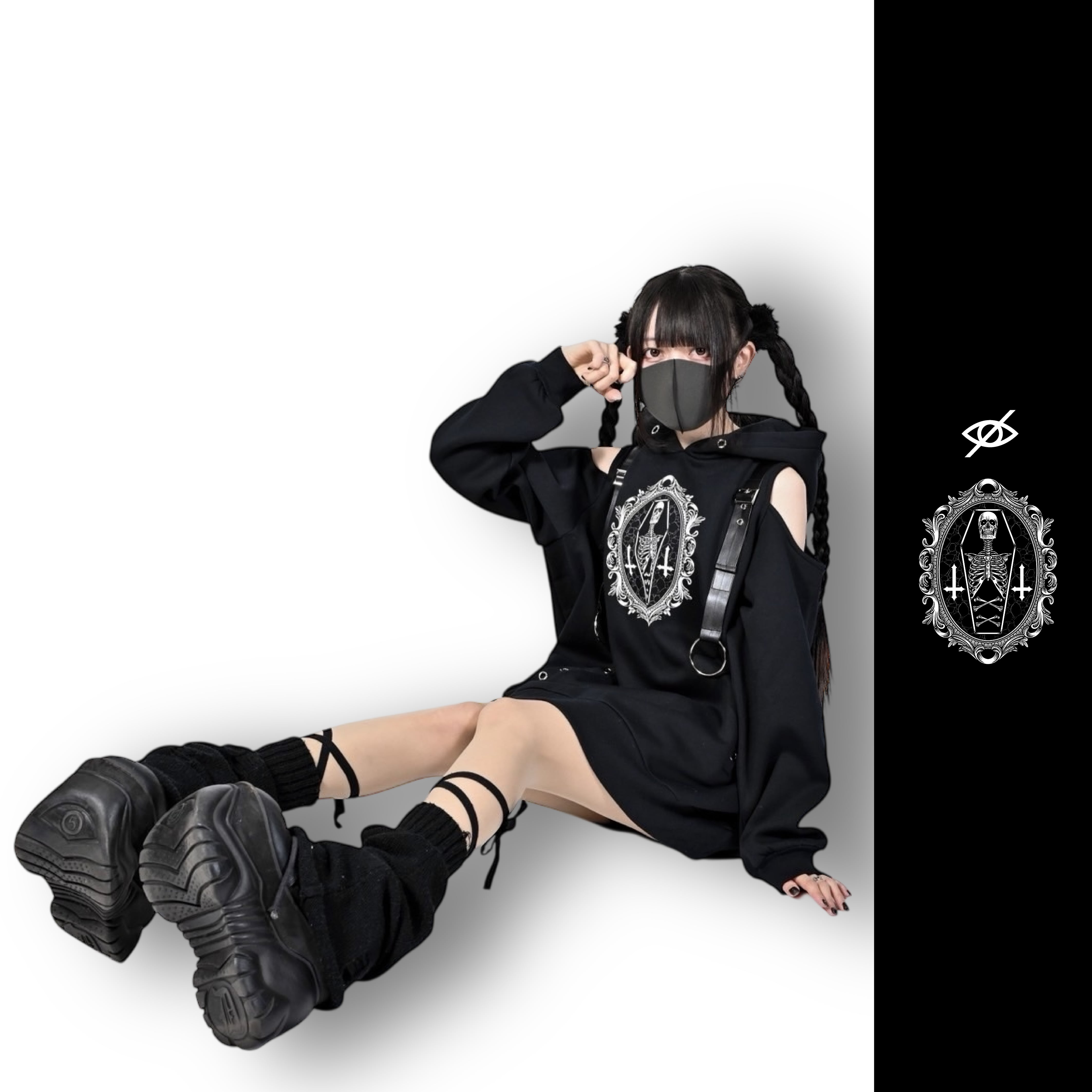 A18322 美品 マツフジ Carry Pocket Hoodie 黒 4 open shoulder hoodie」 | KRY clothing