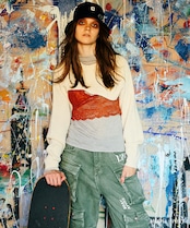 【直営店限定ITEM】クロップドアシメトリーニットTOPS (IVORY) CQ-45099H