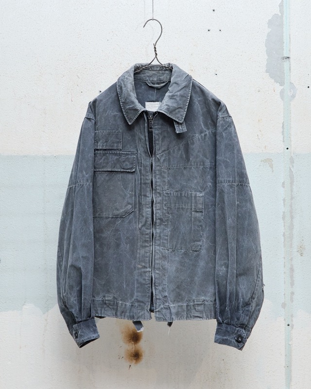 old Czechoslovakian Army Tank Crew Jacket / asymmetric multi-pocket design / faded charcoal grey