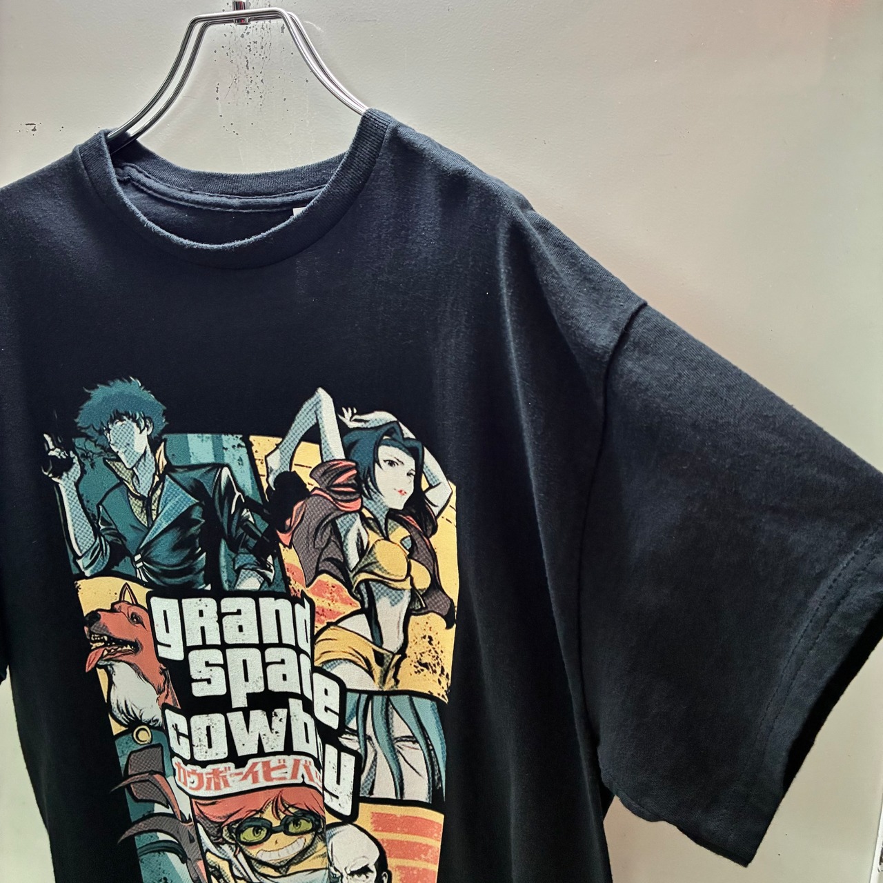 GTA風デザイン カウボーイビバップ パロディTシャツ Grand Space Cowboy アニメTシャツ ブラック
