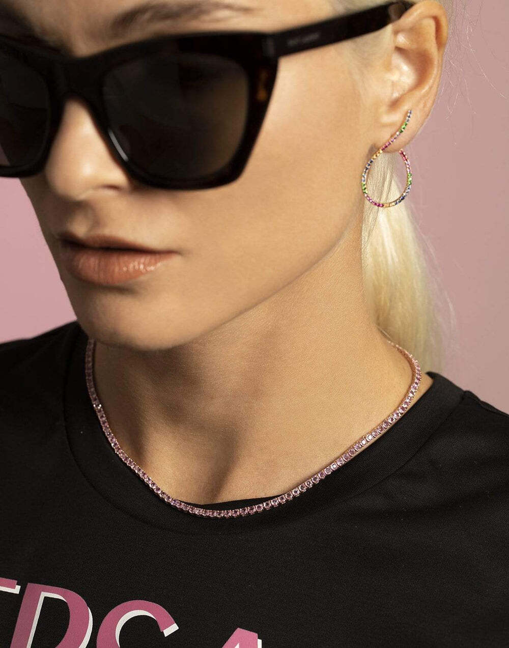 Luxury Tennis Necklace 【4mm / PINK】 | Glitter