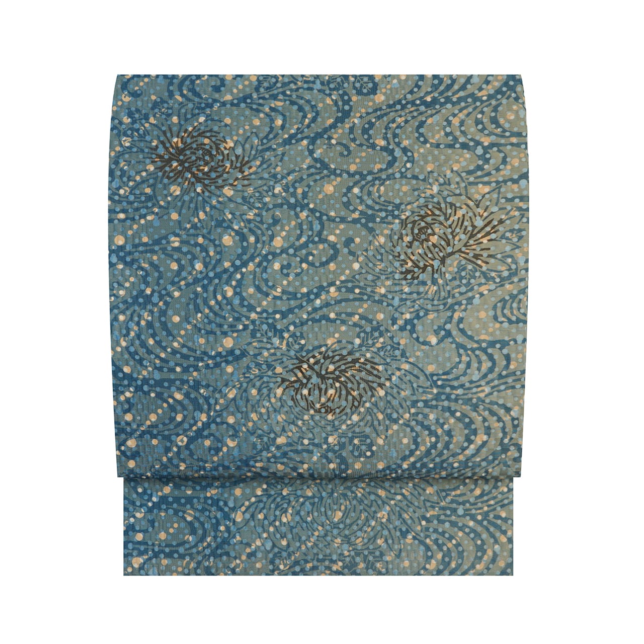 momoco【新品未使用】有職文様の名古屋帯　夏帯 Prices down2）未仕立て 名古屋帯「黄土色 丸に蜻蛉」 正絹帯