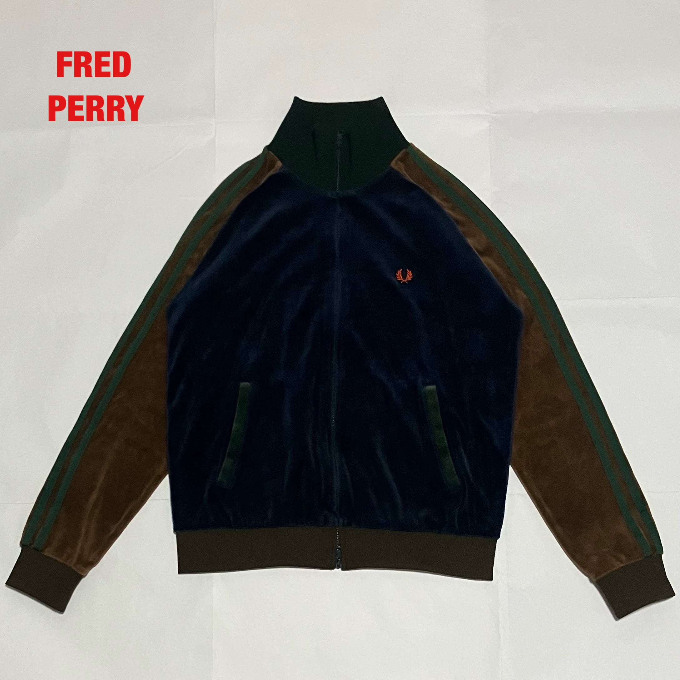 希少】FRED PERRY フレッドペリー ベロアトラックジャケット 刺繍ロゴ