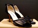 美品8万◆MANOLO BLAHNIK マノロブラニク レース調シースルー オープントゥ ヒール パンプス 37.5黒◆