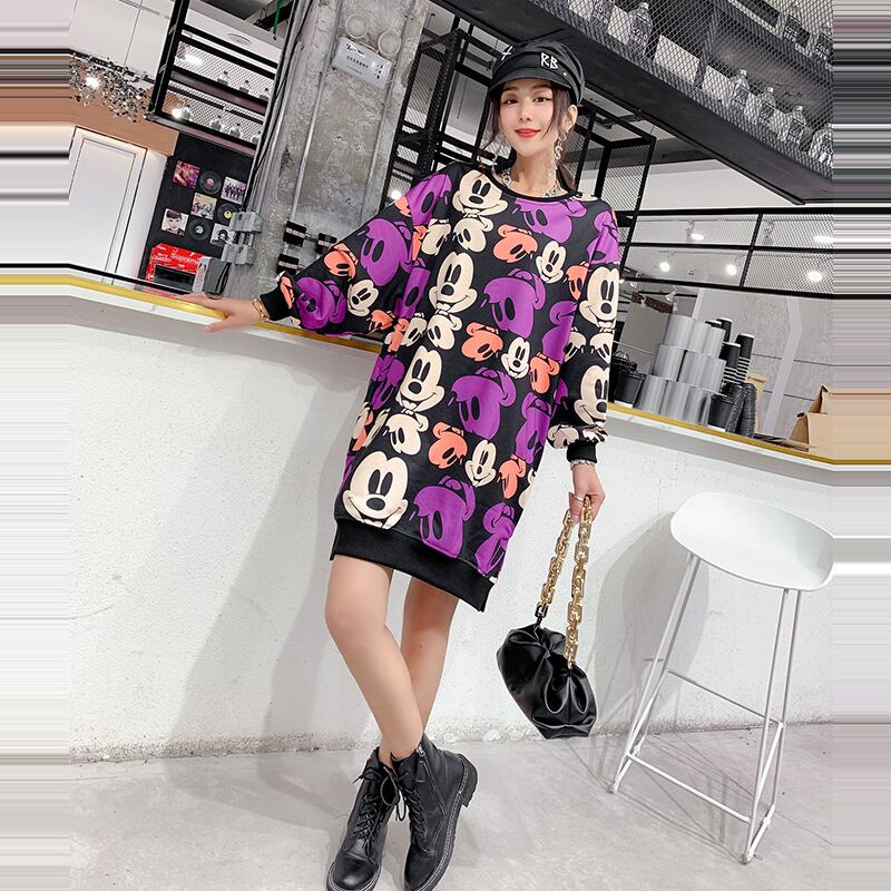 緩いミドル丈セーター2020新しい秋の脂肪の姉妹mmボトムスシャツTシャツプラスサイズの女性の漫画のトップ ミックスインファッション74649642126