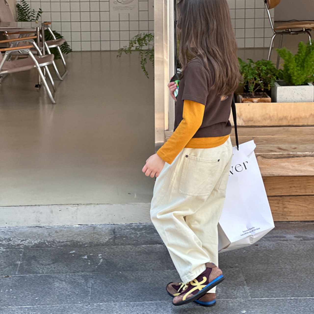 秋レイヤードカラーブロックTシャツ