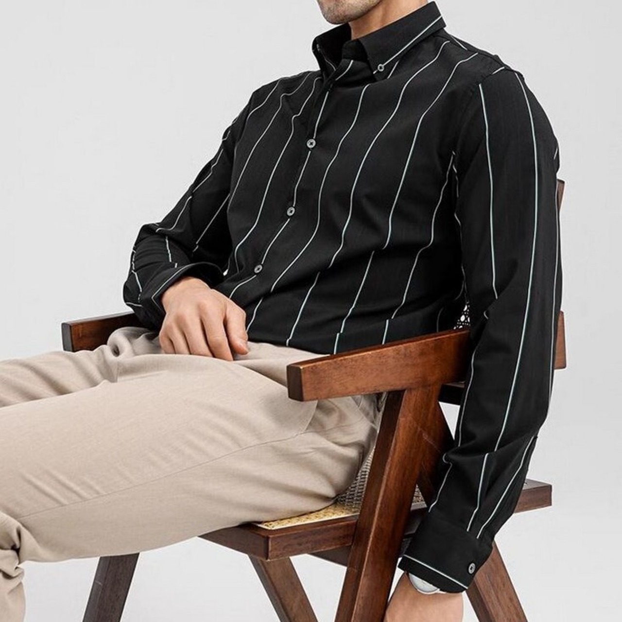 striped stretch shirt 00112