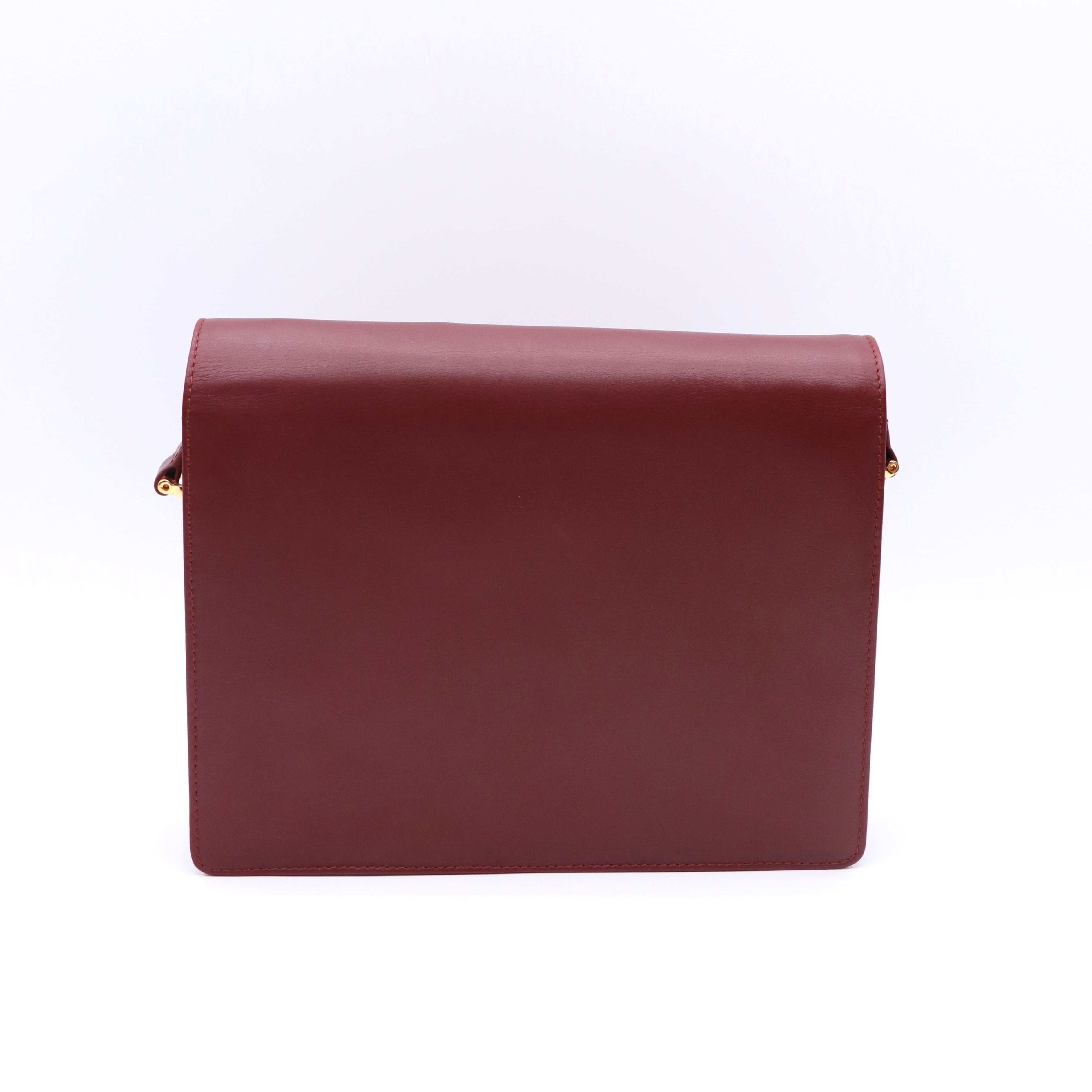 Cartier カルティエ マストライン レザーショルダーバッグ ボルドー