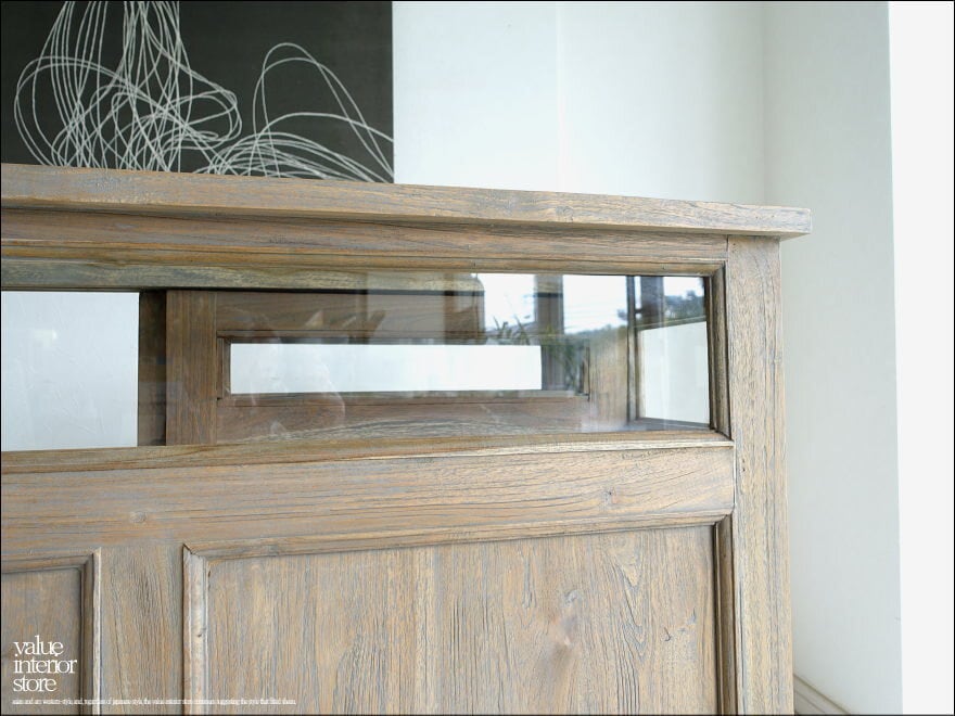 チーク無垢材 ショーケースカウンターBalq ガラスケース レジ.台