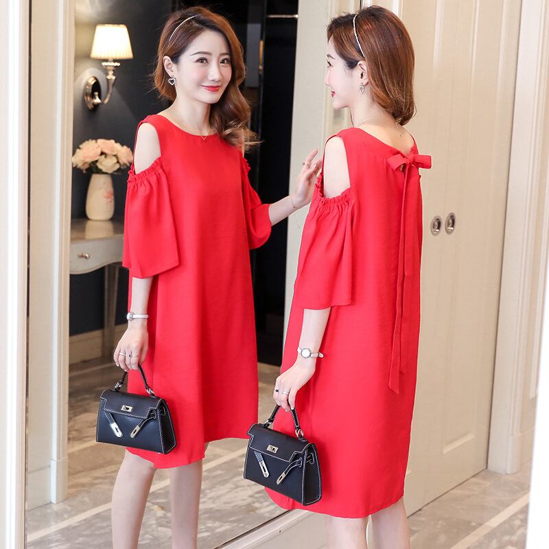 【新作】【送料無料】 マタニティウェア2019夏バージョンの新しいファッションルーズストラップレスミドル丈バックレースプラスサイズのマタニティドレス-アリババ 大きめサイズ サマー 夏物 expec282931166486